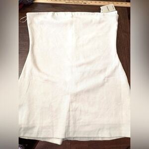 NWT Mango White Strapless Pencil Mini Dress Sz US 12 Beige Fitted Club Summer